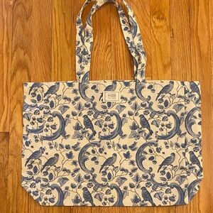 Sezane Blue Patterned Tote Bag